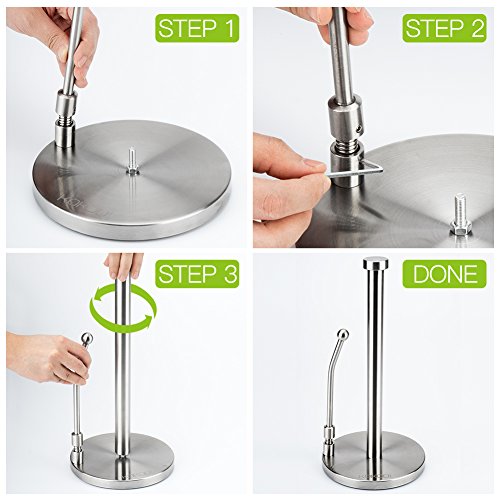 KKPOT Kitchen Standing Paper Towels Holder,Stainless Steel Countertop Rack for Tissue and Napkin in Roll - Thumbnail 3