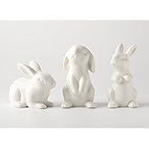 GOODSTART Ceramic Bunny Rabbits Easter Bunny Figurine Porcelain Modern Art Home Decoration, Statues for Spring Home Decor, Easter Decorations Rabbit Figurines