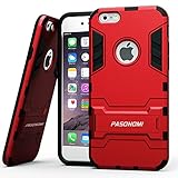 iPhone 6 Case, Pasonomi® [Heavy Duty] [Shock-Absorption] [Kickstand Feature] Hybrid Dual Layer Armor Defender Full Body Protective Case Cover for iPhone 6 4.7Inch (Red)
