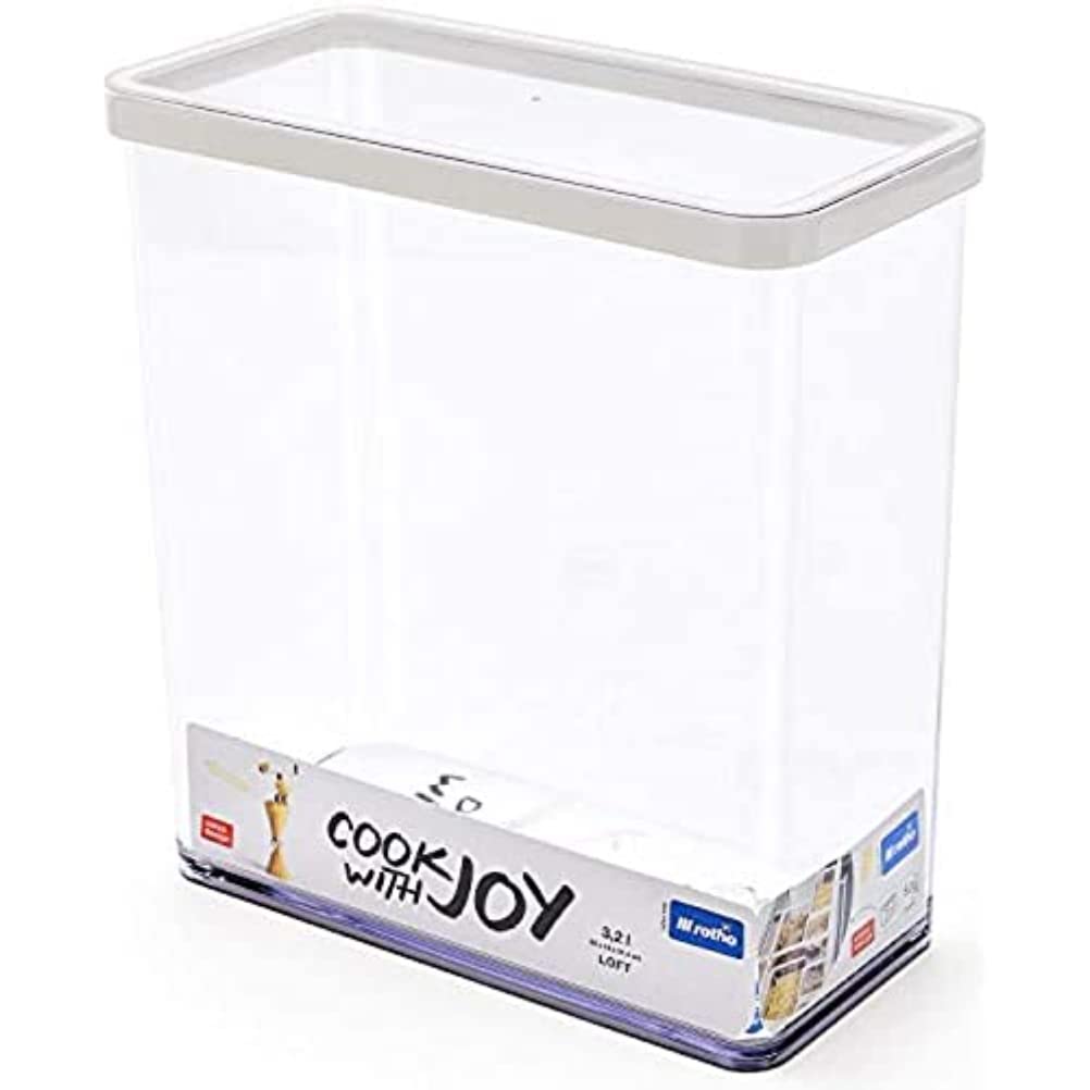 Rotho, Loft, rectangular storage box 3.2l with lid and seal, Plastic (PP) BPA-free, transparent/white, 3,2l (20,0 x 10,0 x 21,4 cm)