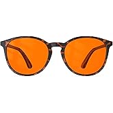 Bloomoak 99% Orange Blue Light Blocking Glasses,Retro Trendy Round Style,Relieve Eye Fatigue,Improve Sleep For Screens/Games