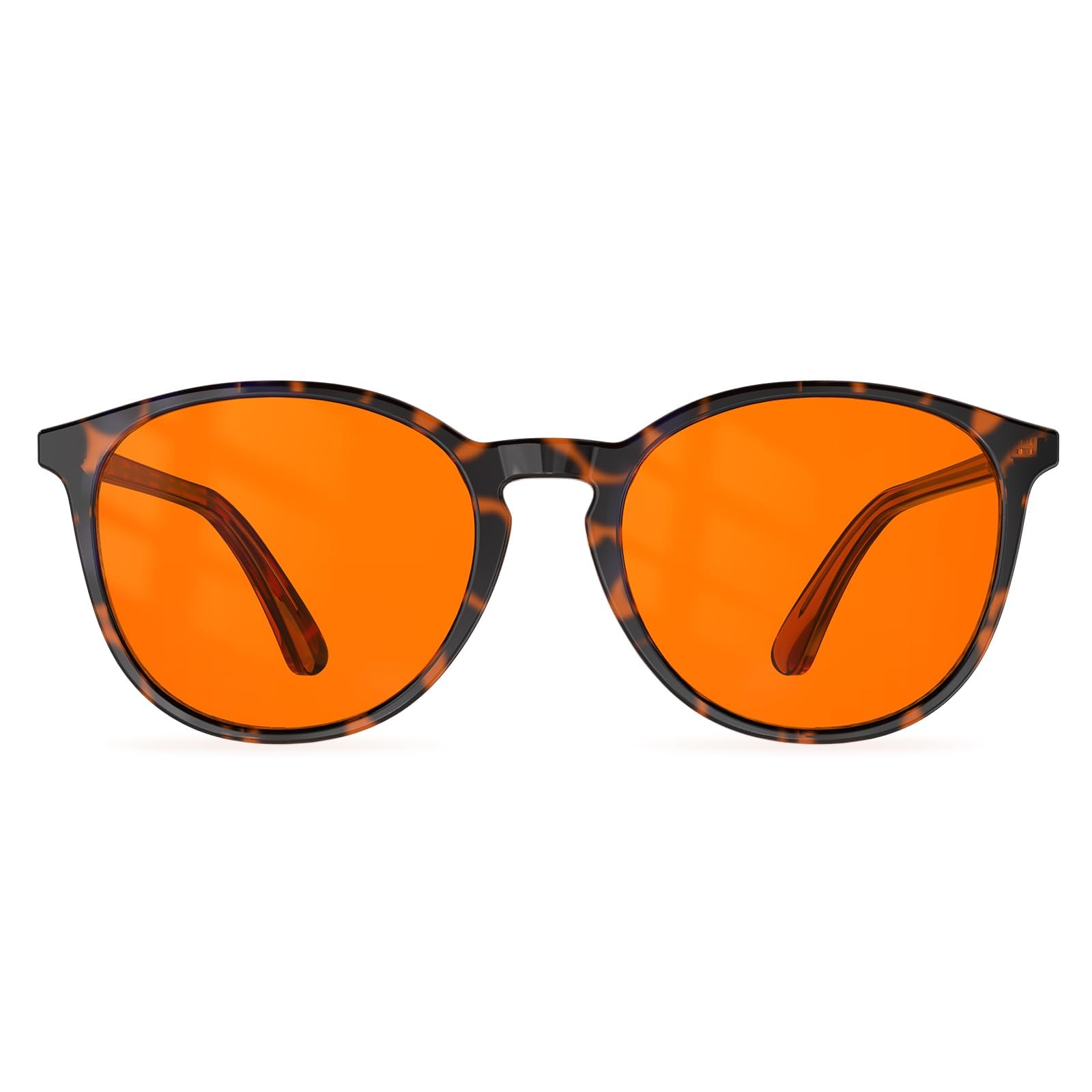 Bloomoak 99.9% Blue Light Blocking Glasses, Gaming Retro Round Glasses, Relieve Eye Fatigue and Improve Sleep, Suitable for Screens/Games/TVs (Orange - 99% - Tortoise shell Frame, Orange)