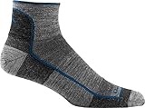 Darn Tough Vermont Men's 1/4 Merino Wool Ultra-Light Athletic Socks, Charcoal, Large (10-12)
