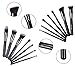 Belle Maker 14pc Makeup brush set, Start-To-Finish collection for all coverage with professional synthetic bristle within Blending, Contour, Highlight, Smudge, Buffing beauty tools. (Deluxe Black)