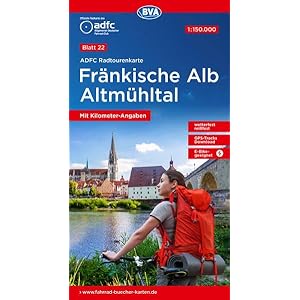 ADFC-Radtourenkarte 22 Fränkische Alb Altmühltal 1:150.000, reiß- und wetterfest, GPS-Tracks Download Landkaart – Gevouwen Kaart, 28 juni 2022