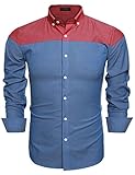Coofandy Men's Long Sleeve Contrast Color Button Down Casual Shirts