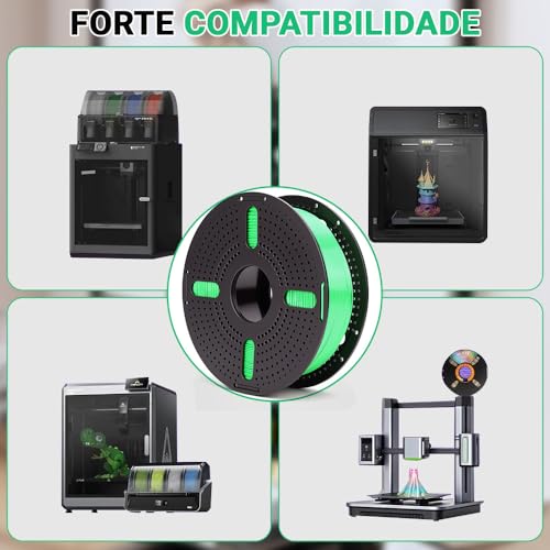 Filamento PLA (Verde), Filamento Pla, Filamento Impressora 3D 1Kg, 1.75mm Efeito Seda Impressora 3D, Temperatura de Impressão 195-230°C