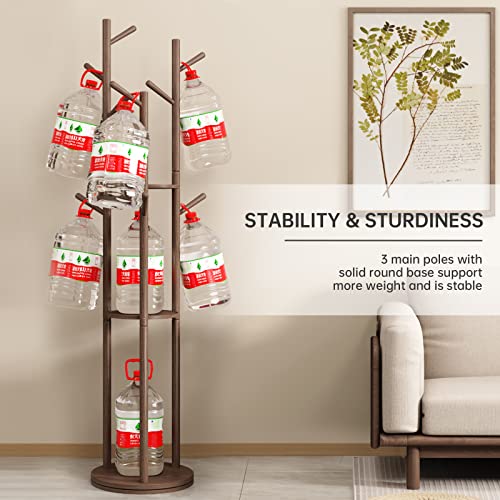 KASLANDI Coat Rack Stand with 3 Shelves and 9 Hooks Rotary Freestanding