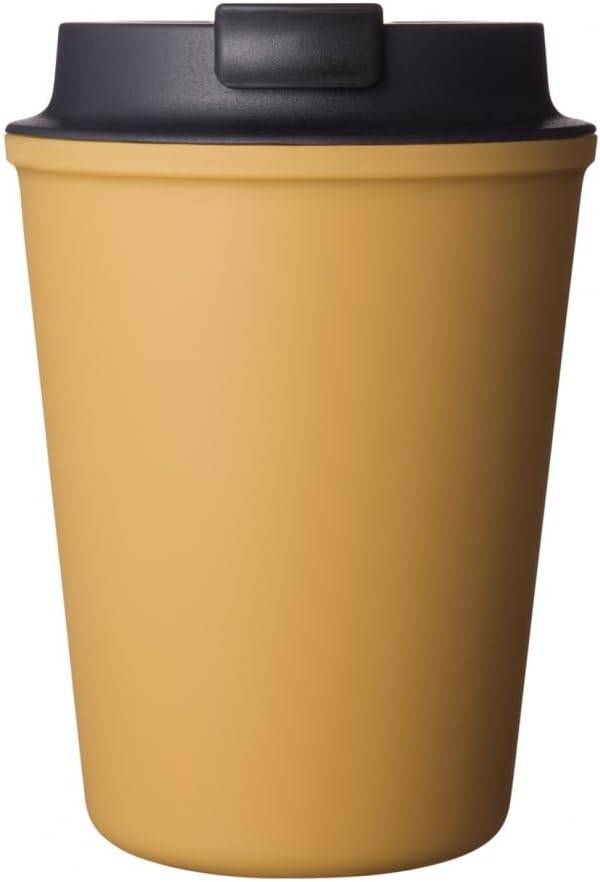 Rivers Drinkware Wallmug Double Walled Plastic Travel Cup, Mustard, 9.4 x 9.4 x 13 cm