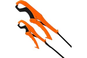 CASTSTRIKE Floating Fish Lip Gripper 2PCS Set – 9" and 6" Secure Lock Grabber for Catfish Bass Trout Kayak Fishing – Non-Puncture Fishing Tools with Lanyard Saltwater Freshwater Use