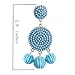 ELEARD Beaded Earrings Elegant Soriee Dangle Bead Disc Bead 3 Ball Dangle Ear Drop Bead Tassel Earrings for Women Light Blue