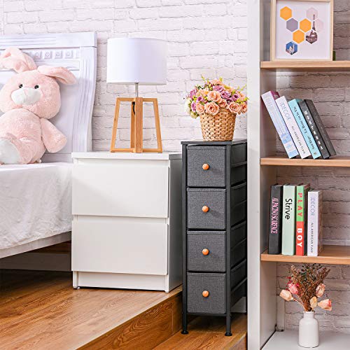 ROMOON Narrow Closet Organizer, 4 Drawer Fabric Storage Bins, Tall