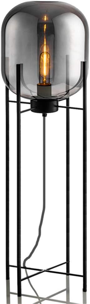 Modern Arched Wood Floor Lamp with Fabric Lampshade, Standing Lamp for Bedroom,Dinning Room, Hotel,Bar (Smoky Gray)