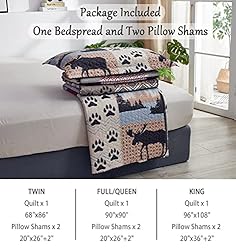 CHESITY Rustic Quilt Sets King Size,Lodge Cabin