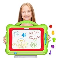 Magnetic Drawing Board - Geekper Magna Doodle Board for Toddlers , Erasable Writing Sketching pad Upgrade Version Green with 5 Shape Stamps , Educational Learning Toys