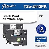 Brother Genuine, TZe2412PK, 2 Pack of Label Tape, Black Font On White Label, TZe241,Black on White