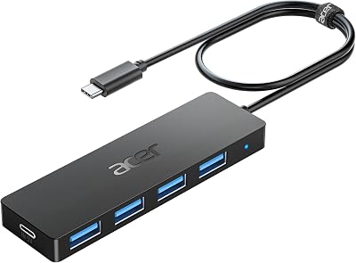 Acer USB C Hub 4-Port USB 3.0 Power Supply Ultra Slim Adapter