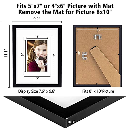 8x10 Picture Frames Set of 4, RTTRAO Wood Photo Frame Display 4x6 or