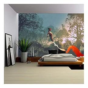 Cyclist Riding a Bike with tire Track in The air with Forest in Background - Removable Wall Mural | Self-Adhesive Large Wallpaper - 66x96 inches