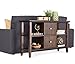 SIMPLIHOME Bedford SOLID WOOD Universal TV Media Stand, 53.9 inch Wide, Living Room Entertainment Center, Storage Cabinet with Glass Doors, for Flat Screen TVs up to 60 inches in Dark Tobacco Brown