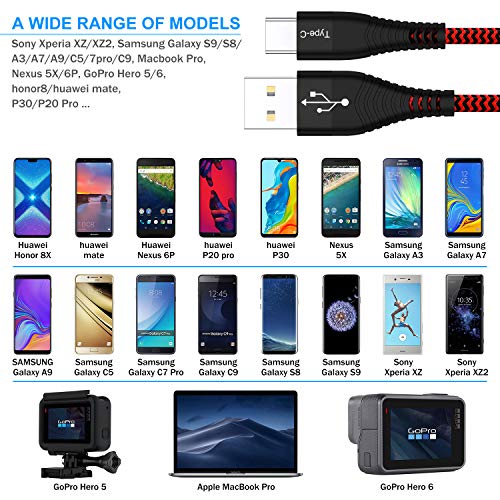 Cable USB Tipo C [4Pack, 30CM], Cable Cargador Tipo C Corto Carga Rápida y Sincronización, Nailon Cable USB C a USB 3.0, Compatible con Samsung Galaxy S10/ S9/ S8 Plus/Huawei P30/ P20/ MacBook, etc