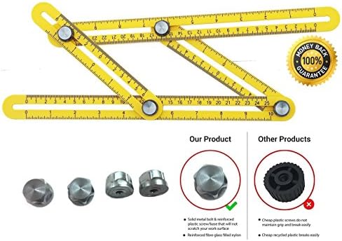 BaiEcom IMPROVED Angleizer Template Tool With Metal Knob&amp; 2 EXTRA BOLT| Multi-Angle Ultimate Ruler Measuring All Angles &amp; Forms| Angle-izer Finder for Builders Craftsmen Handymen Carpenter Roofer DIY