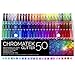 CHROMATEK Glitter Pens 100 Set Best Colors. 200% The Ink: 50 Gel Pens, 50 Refills. Super Glittery Ultra Vivid Colors. No Repeats. Professional Art Pens. New & Improved.