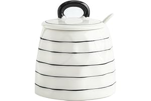 Large Sugar Bowl with Lid and Spoon, 400ml Sugar Holder for Coffee Bar,Ceramic Sugar Dish with Handle