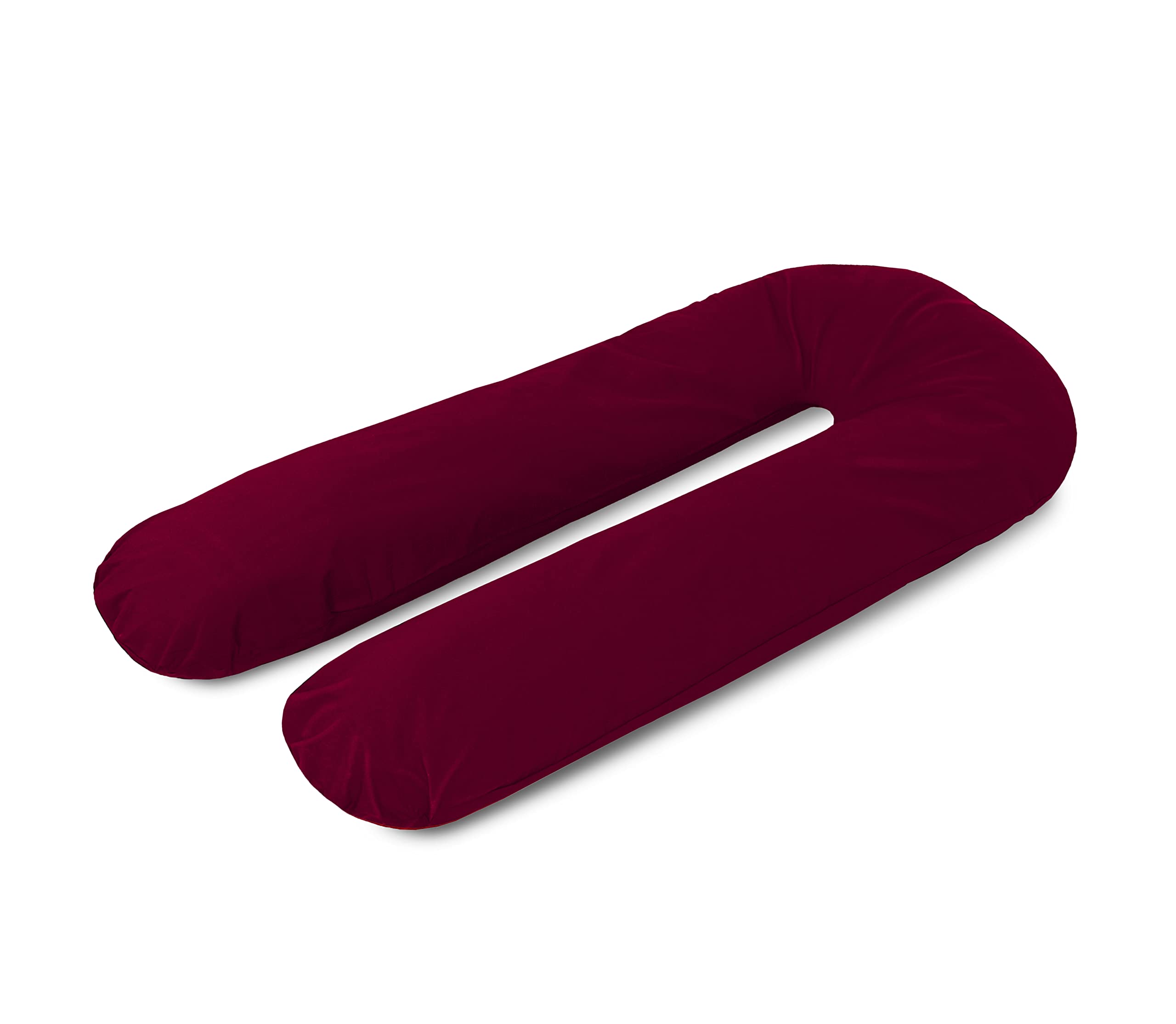 A ATH COLLECTION Pregnancy Pillowcase 9 FT, 12 FT, U Shaped Full Body Pillow Cover with zip, Nursing, Support and Maternity Pillow for Pregnant Women Cover Only (9 FT, Burgundy)