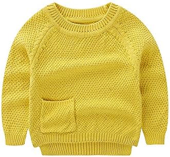 Baby Boys Girls Crochet Sweater Infant Toddler Kids Cable Knit Cotton Cardigans Casual Long Sleeve Pullover Fall Winter 6M-4T