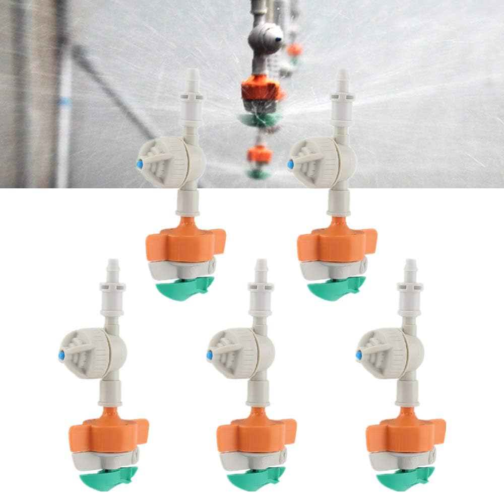 5 Pcs Garden Irrigation Misting Nozzles, 360 Degree Rotating Suspension Micro Sprinkler Nozzles for Flower Beds Vegetable Gardens, Lawn