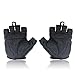 QEPAE Non-Slip Gel Pad Gloves Men's Women's Sportswear Cycling Riding Short Half Finger, Breathable, Large, Black
