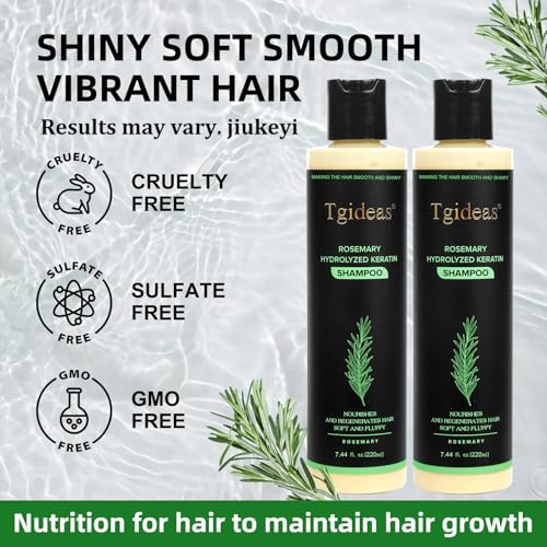 Tgideas Organic Rosemary Hair Growth Shampoo for Women and Men-Natural Thickening & Strengthening Shampoo with Hydrolyzed Keratin for Thinning Hair & Hair Loss 7.4 fl.oz