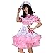GOceBaby Women Sissy Maid Lockable Pink Satin Dress Costume Crossdress Pleated Style - Large