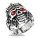 Stainless Steel Pirate Skull King with Red CZs Wide Cast Ring (14)