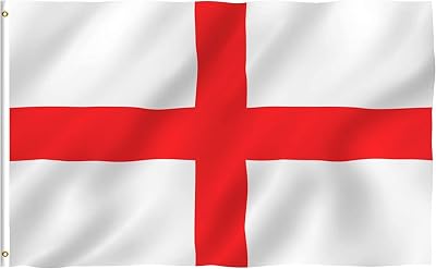 SHATCHI England St George Flag 3x2ft Red White Polyester Brass Grommets