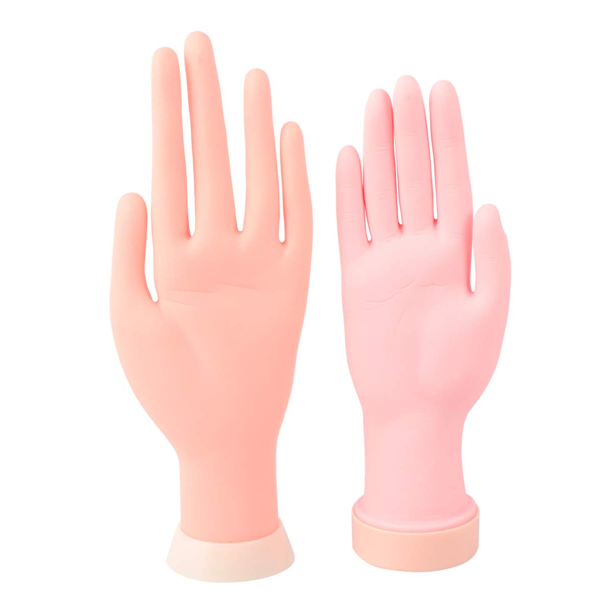 Lurrose 2pcs Nail Art Training Hands Manicure Fake Hands Acrylic Nails Practice Training Flexible Model Rubber (Left +Right)