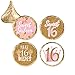 DISTINCTIVS Pink and Gold Sweet 16 Birthday Party Favor Chocolate Kisses Candy Stickers, Sweet Sixteen Stickers - 180 Count
