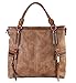 Diophy Soft PU Leather Tote Accented with Two Studded Décor Buckles in Front and Zippered Pockets on Both Side Womens Purse Handbag OB-3731