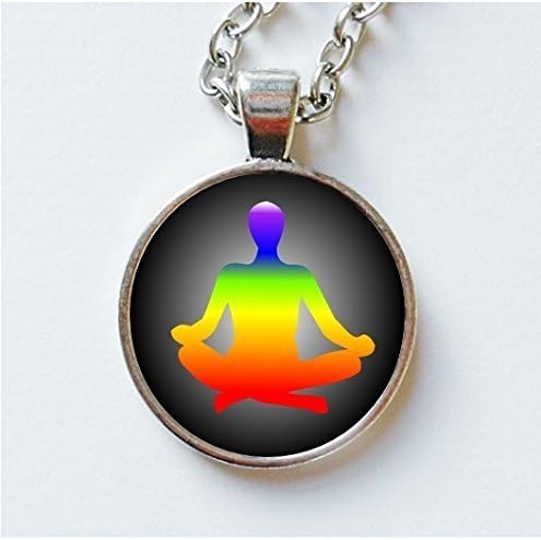 Chakra Pendant Necklace Yoga Posture Pose Zen New Age Meditation Colorful Colourful Buddhist Gift Also Available As Earrings