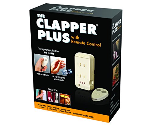 The Clapper Plus with Remote Control – Wireless Sound Activated On/Off Light Switch, Clap Detection, Perfect for Kitchen/Bedroom/TV/Appliances, 120 V Wall Plug, Smart Home Technology, As Seen On TV