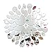 Fashion Leaves Combination Wall Art 3D DIY Acrylic Mirror Wall Sticker for Ceiling Restaurant Sofa Wall Decals Flower Pattern Mirror Effect Stickers Home Decor Decoration (Silver)