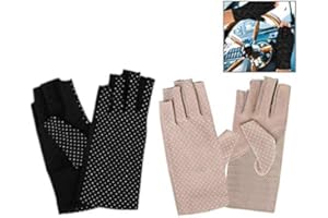Gearmax 2 Pairs Sunscreen Fingerless Gloves UV Protection Driving Gloves for Girl Lady Summer Outdoor Cycling Fishing Golfing