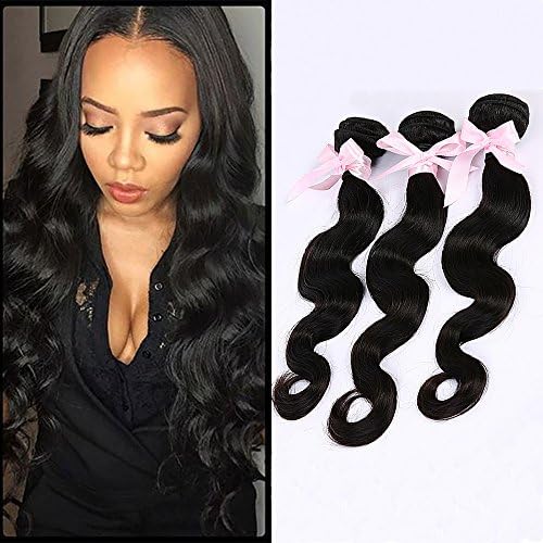 Rongduoyi 7A Brazilian Virgin Remy Human Hair Extension Weave Unprocessed Human Hair Body Wave Weft 3 Bundles Natural Color Machine Double Weft 100g/Bundler ( 22'24'26' total 300g)