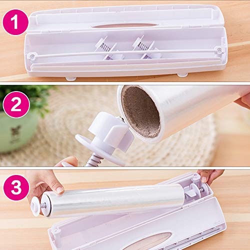Plastic Food Wrap Cling Film Dispenser Aluminum Foil Wax Paper Cutter Cut Box - Thumbnail 2
