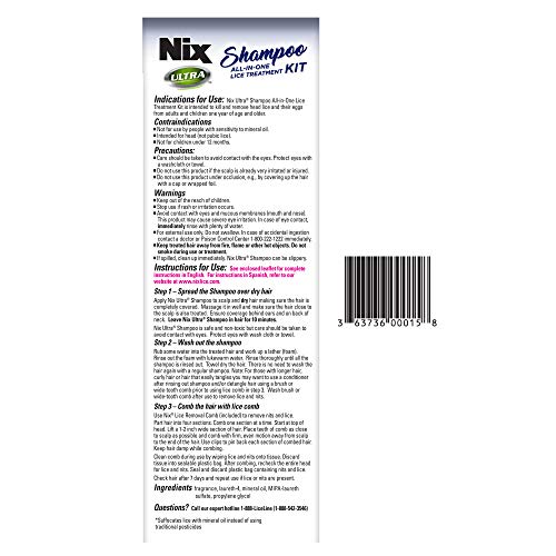 Nix Ultra Lice Shampoo & Egg Removal Comb, Lice Removal Treatment, 4 Fl