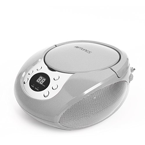 RipTunes CD player Boombox- Portable silver Aux-In CD Boombox, AM/FM Radio For Assured Amusement - Thumbnail 4