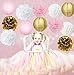 Baby Shower Decorations Furuix 12pcs Pink Gold Party Decorations Tissue Paper Pom Pom Honeycomb Ball and Paper Lantern for One Year Old Girls' Princess Birthday Decorations
