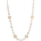 Dazylleco Long Gold Necklaces for Women Dainty Natural Stone Beaded Gold Necklace Mothers Day Gifts Boho Gold Costume Jewelry for Women