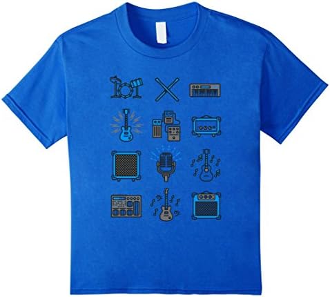 Kids Musical Instrument Icons T-Shirt Musically Shirt Blue 6 Royal Blue